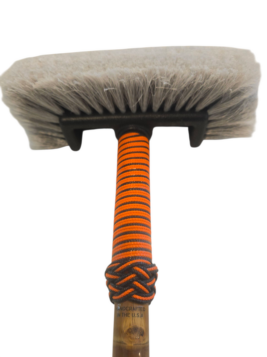 Boat Deck Brush in Orange/Black (Fish Machine) with 10" Soft Bristle Brush Head