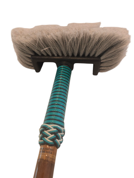 Boat Deck Brush in Teal/Black/White (Shaka Stick) with 10" Soft Bristle Brush Head