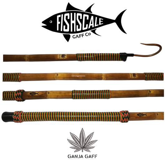 GANJA GAFF x Red/Gold/Green/Black Rasta Colors with Corrosion-Resistant Dull Brass Finished Hook